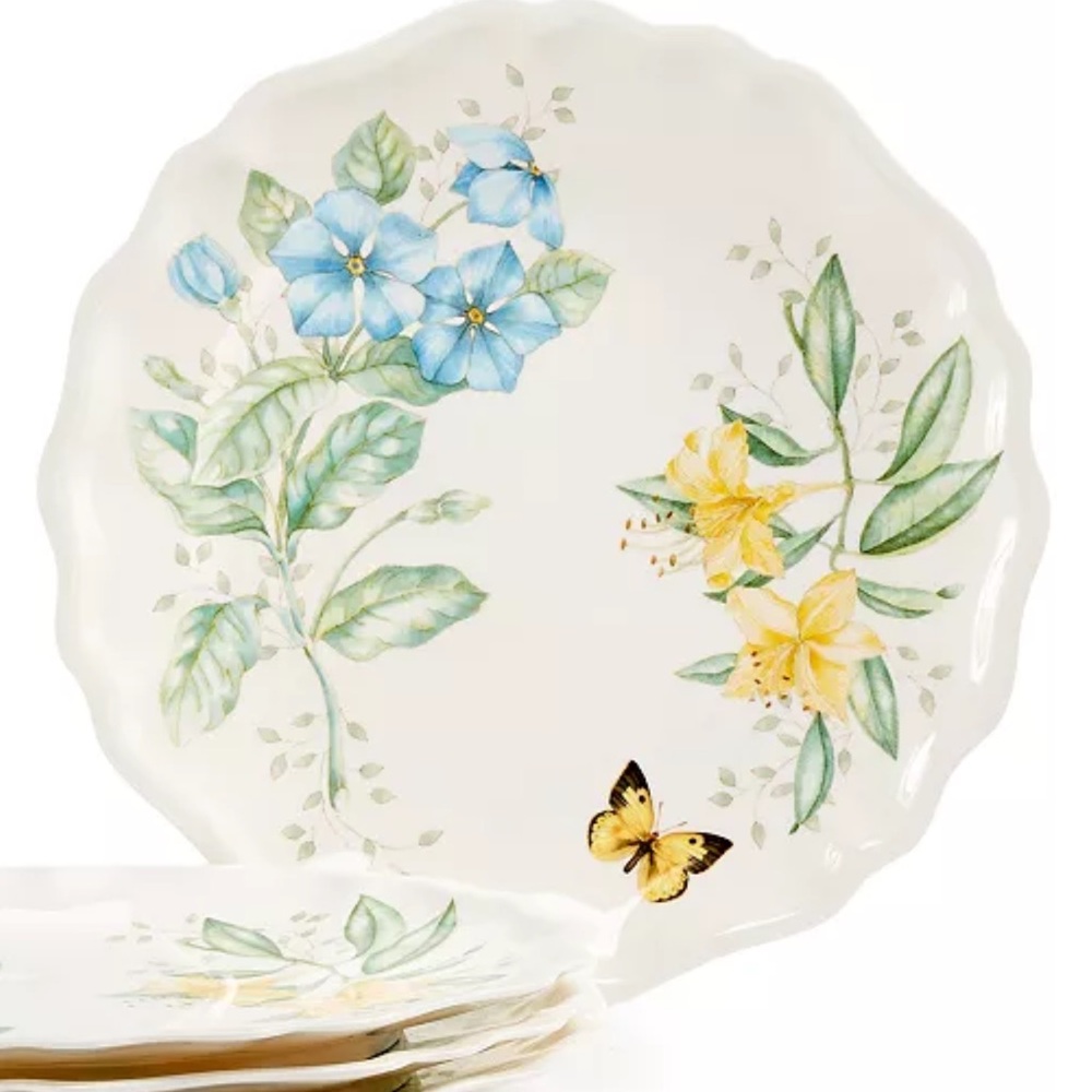 🆕Lenox butterfly medow set of 4 melamine plates new